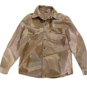 Patchwork Suede Jacket L | Genuine Leather, 70s Western Boho, Lined, Snap Front